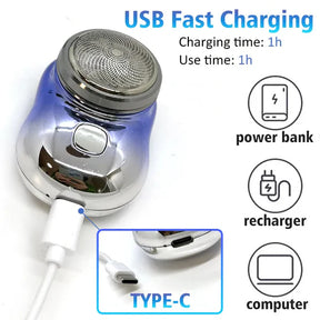 Mini Portable USB Rechargeable Electric Shaver (ماكينة حلاقة كهربائية صغيرة محمولة قابلة للشحن عبر USB)