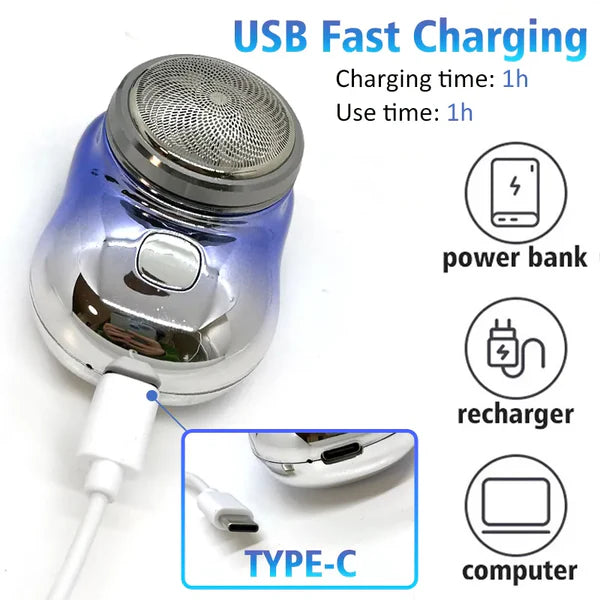 Mini Portable USB Rechargeable Electric Shaver (ماكينة حلاقة كهربائية صغيرة محمولة قابلة للشحن عبر USB)